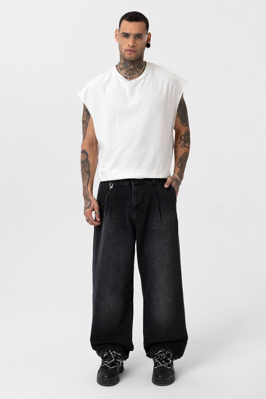 BLACK ANTHRACITE BAGGY JEANS