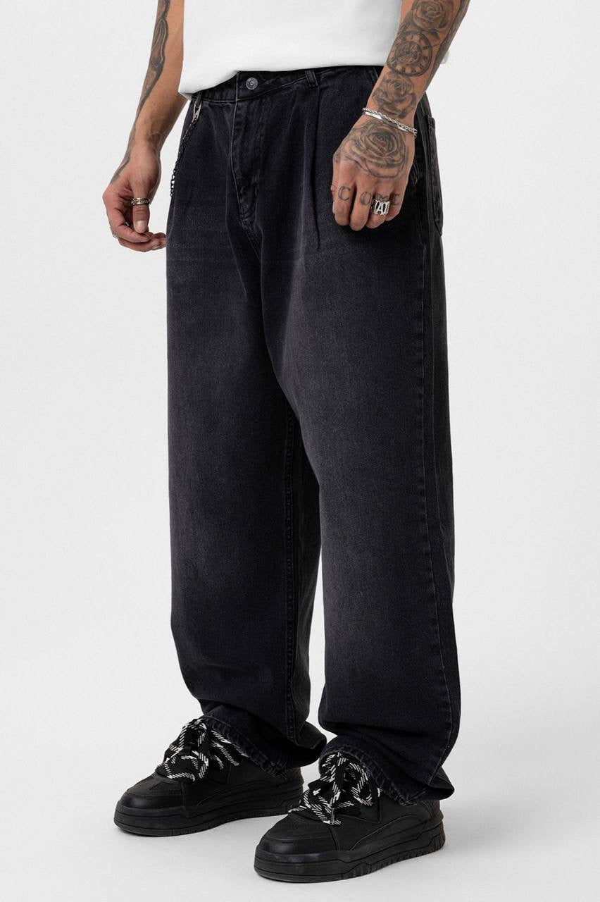 BLACK ANTHRACITE BAGGY JEANS