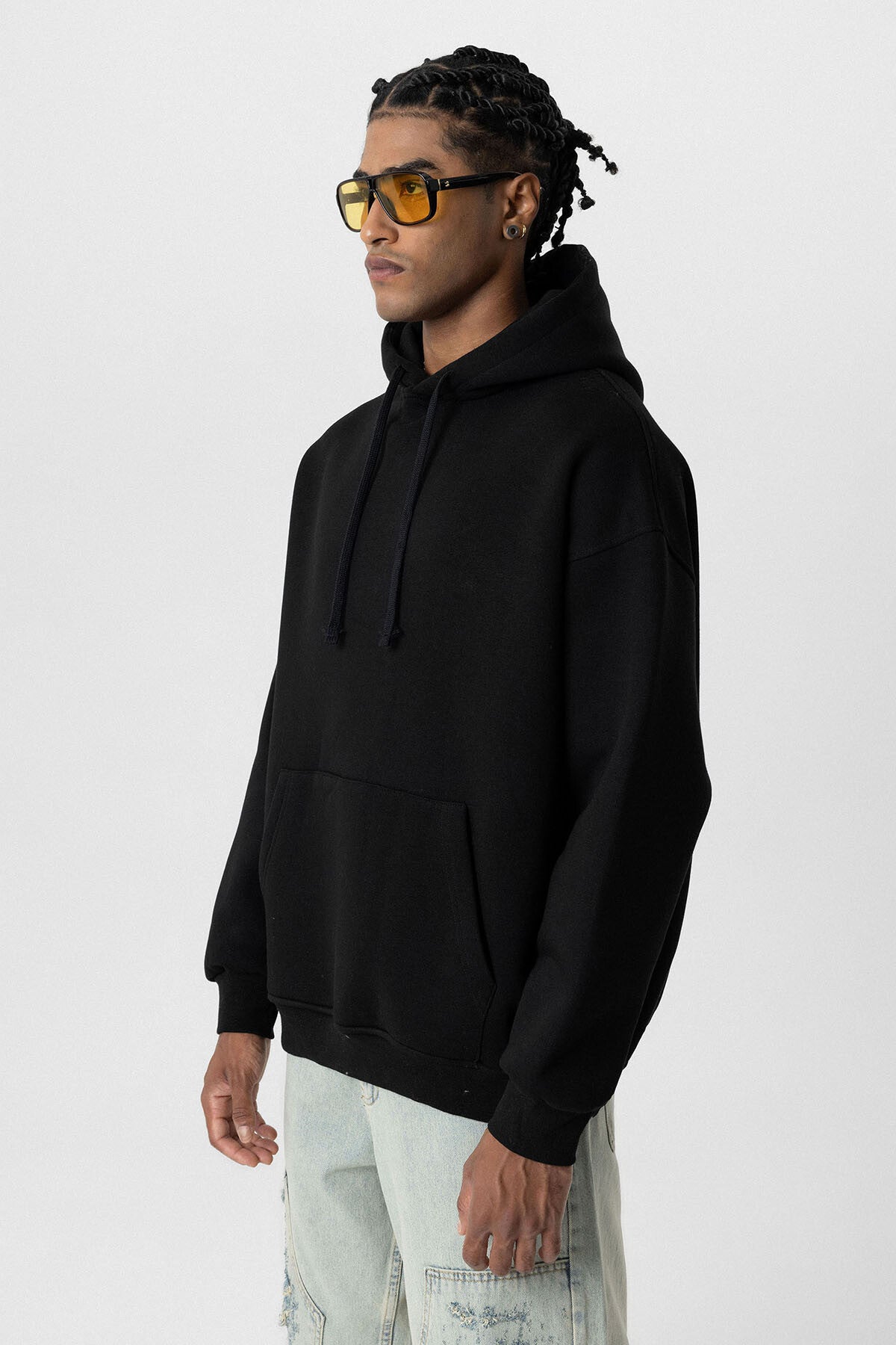 HOODED SWEATSHIRT WITH POCKET DETAILS BLACK